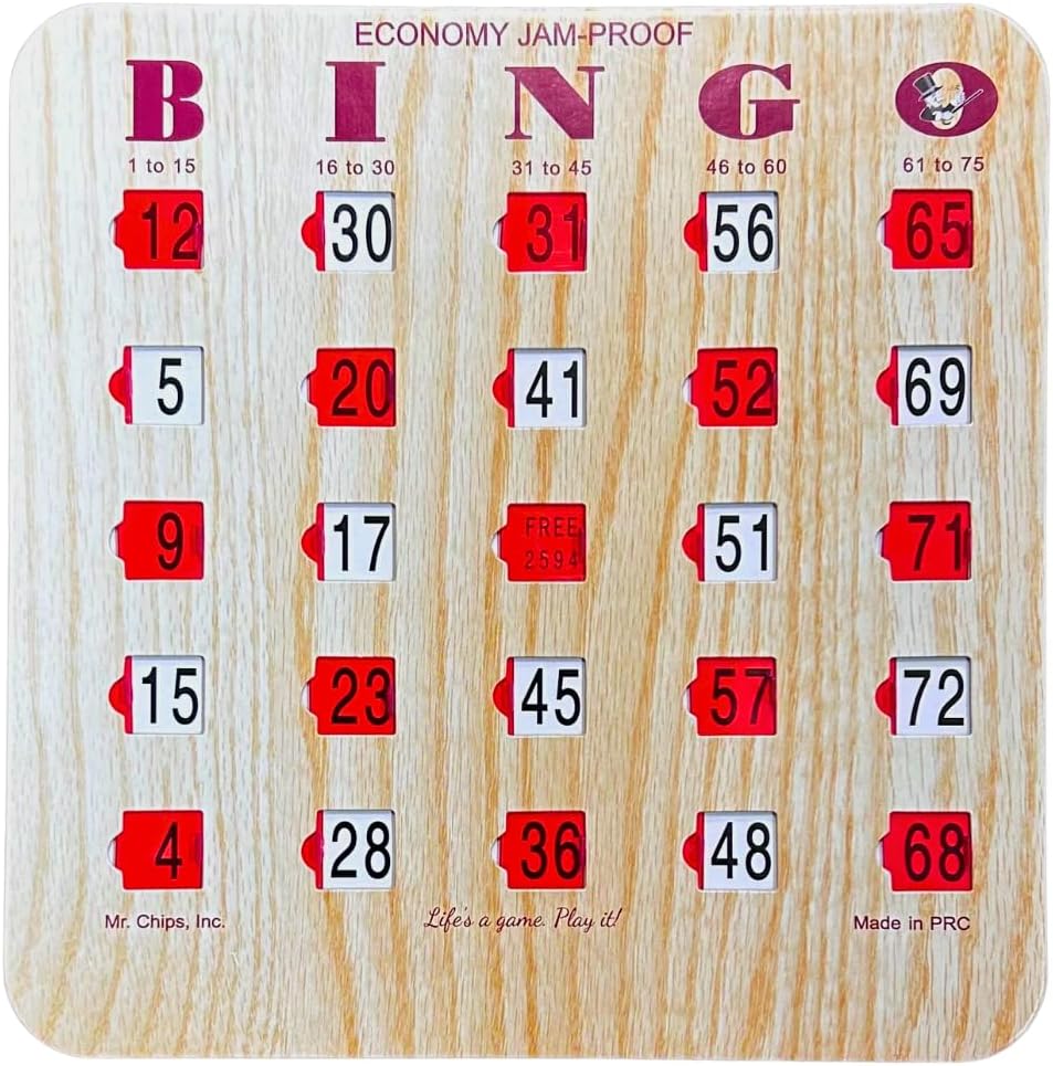 MR CHIPS Tarjetas de bingo deslizantes a prueba de atascos con vent...