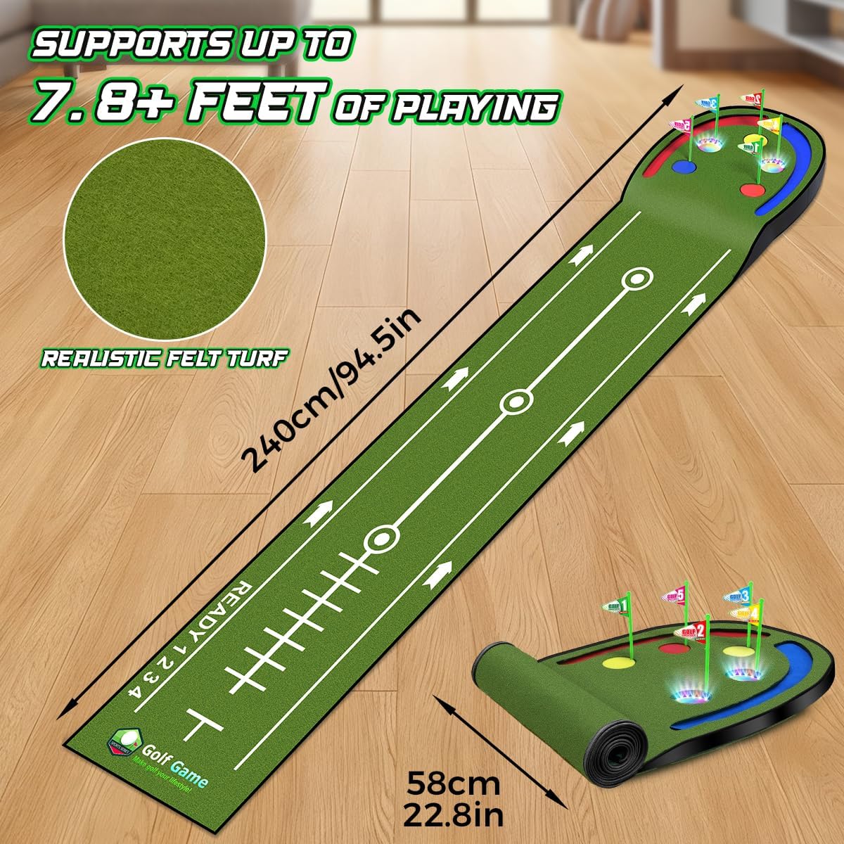 TERRAMUS Alfombra de Golf Mejorada para Niños, Verde de Golf de 2.3...