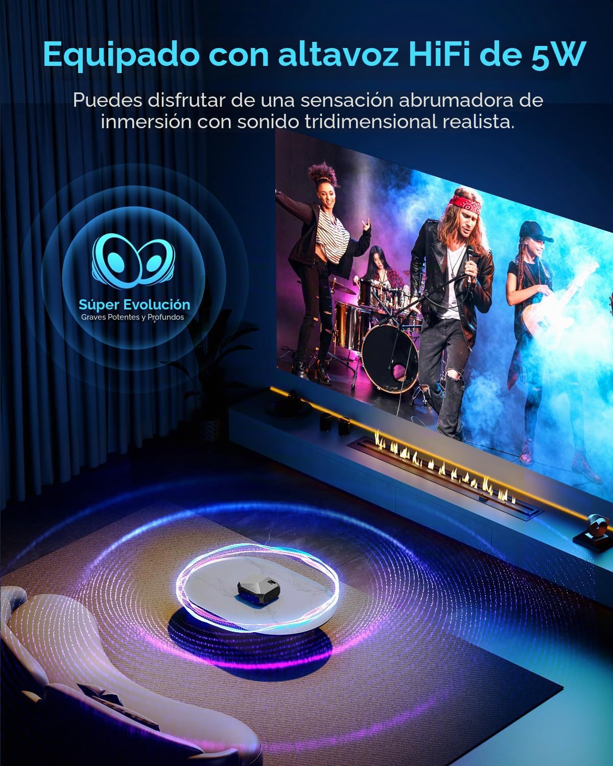 Proyector con WiFi y Bluetooth, proyector de película portátil para...