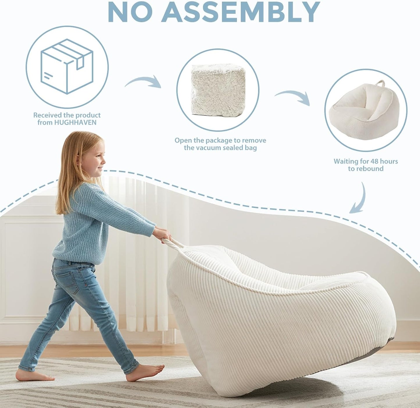 HUGHEAVEN Sillas puff para niños, puf para niños, cómoda y acogedor...