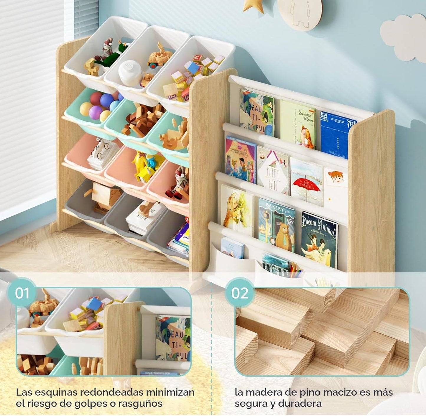 EXPERLAM Organizador de almacenamiento de juguetes para niños con e...