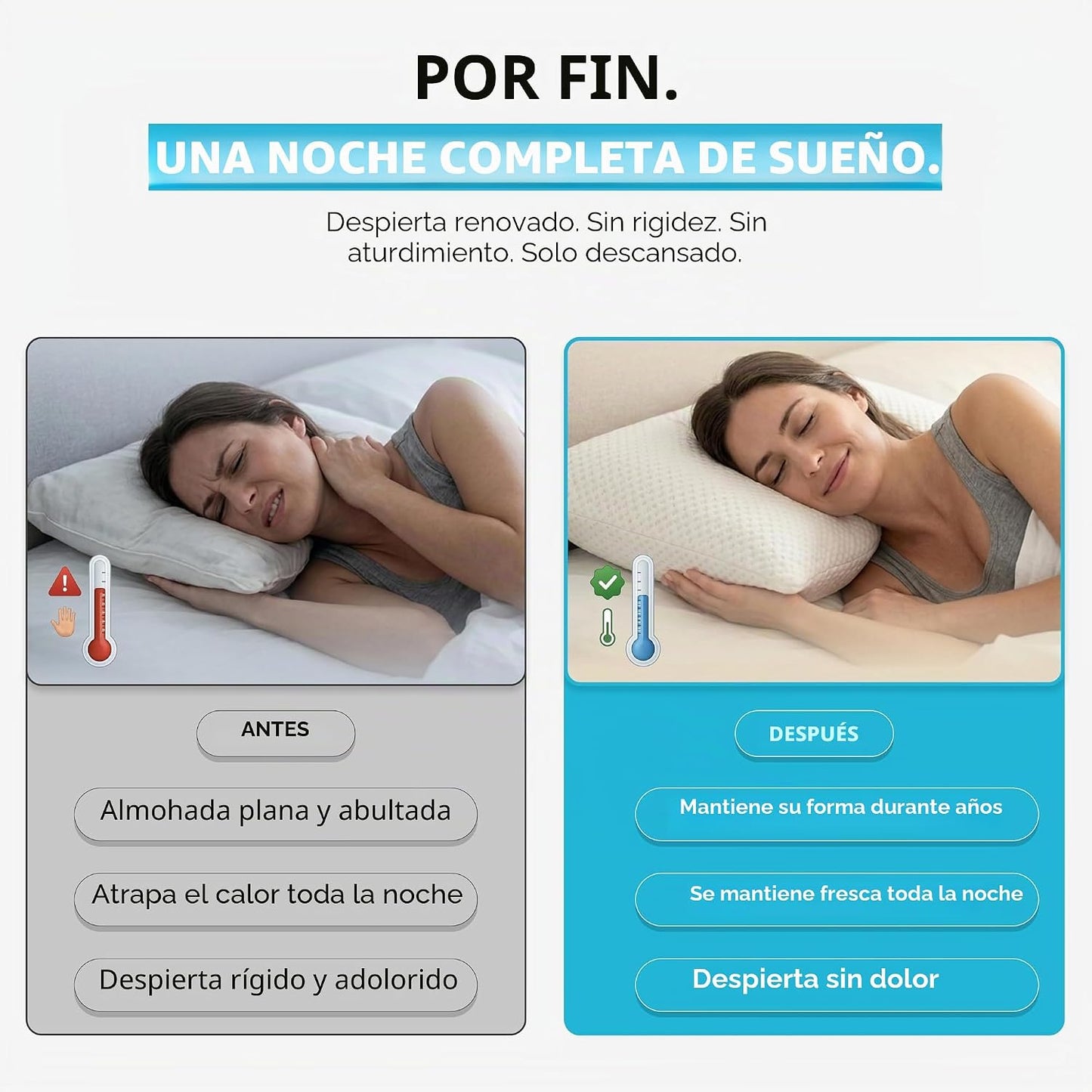 Almohada hipoalergénica, de espuma viscoelástica con fibras de bamb...