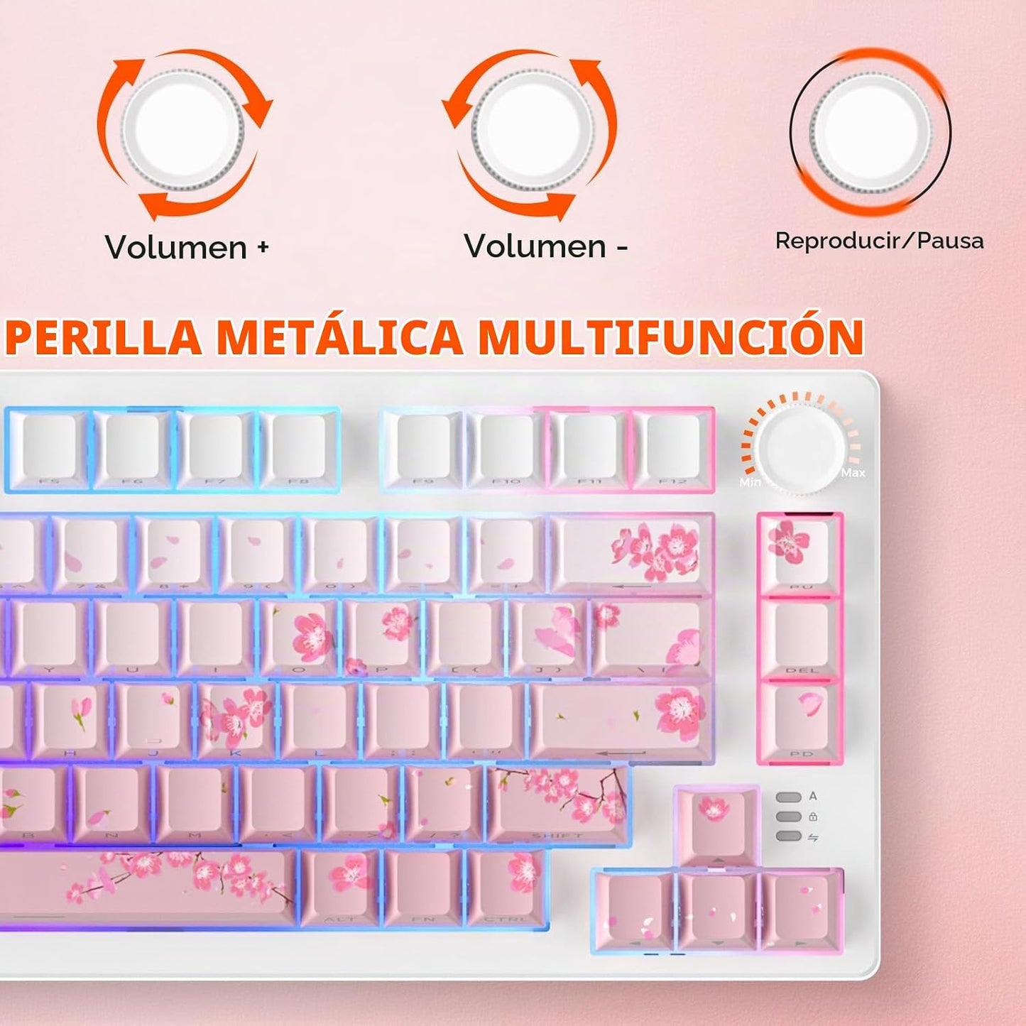 DAREU EK75PRO Sakura Pink Teclado mecánico inalámbrico para juegos...