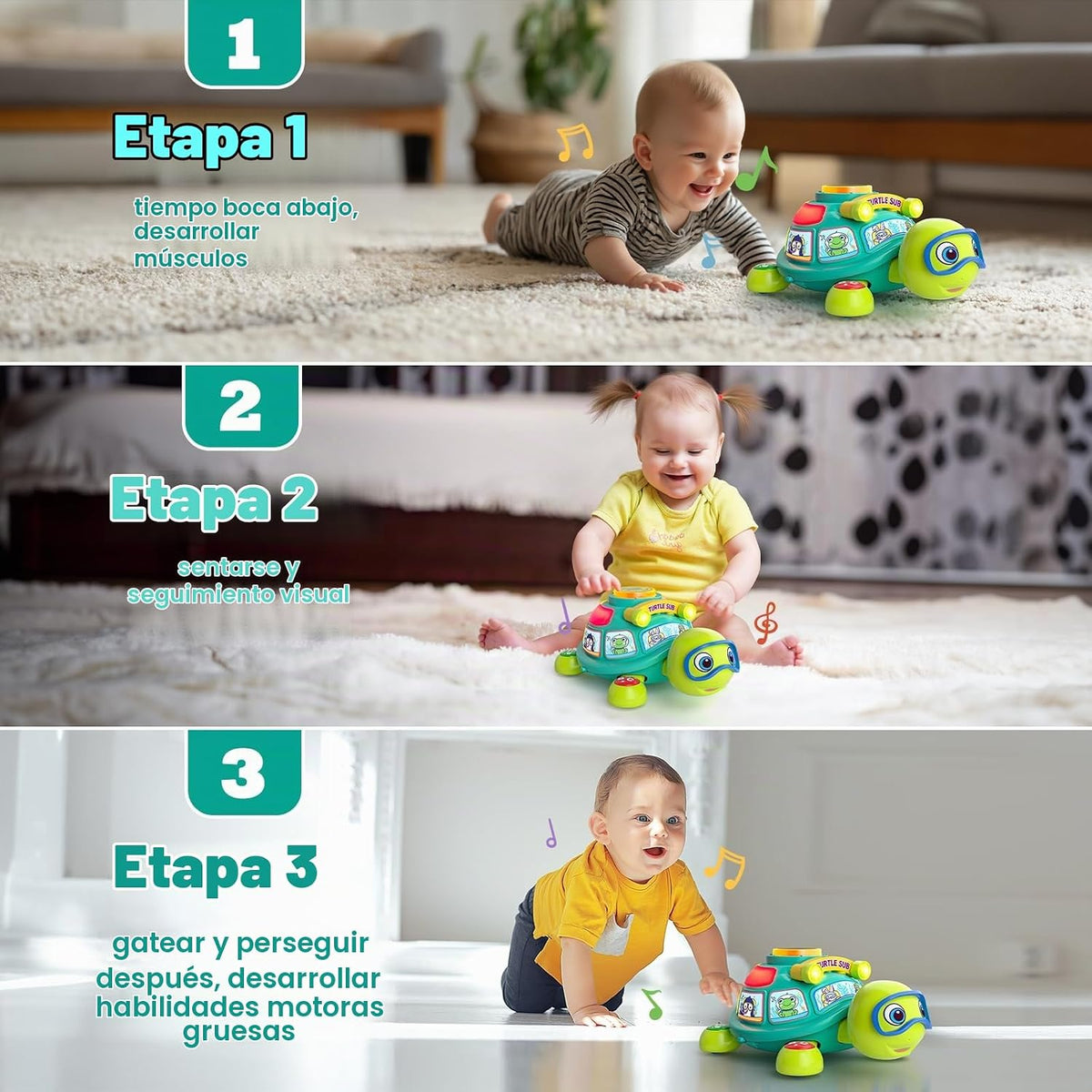 Zardali Juguetes para bebés de 6 a 12 meses, juguete musical de tor...