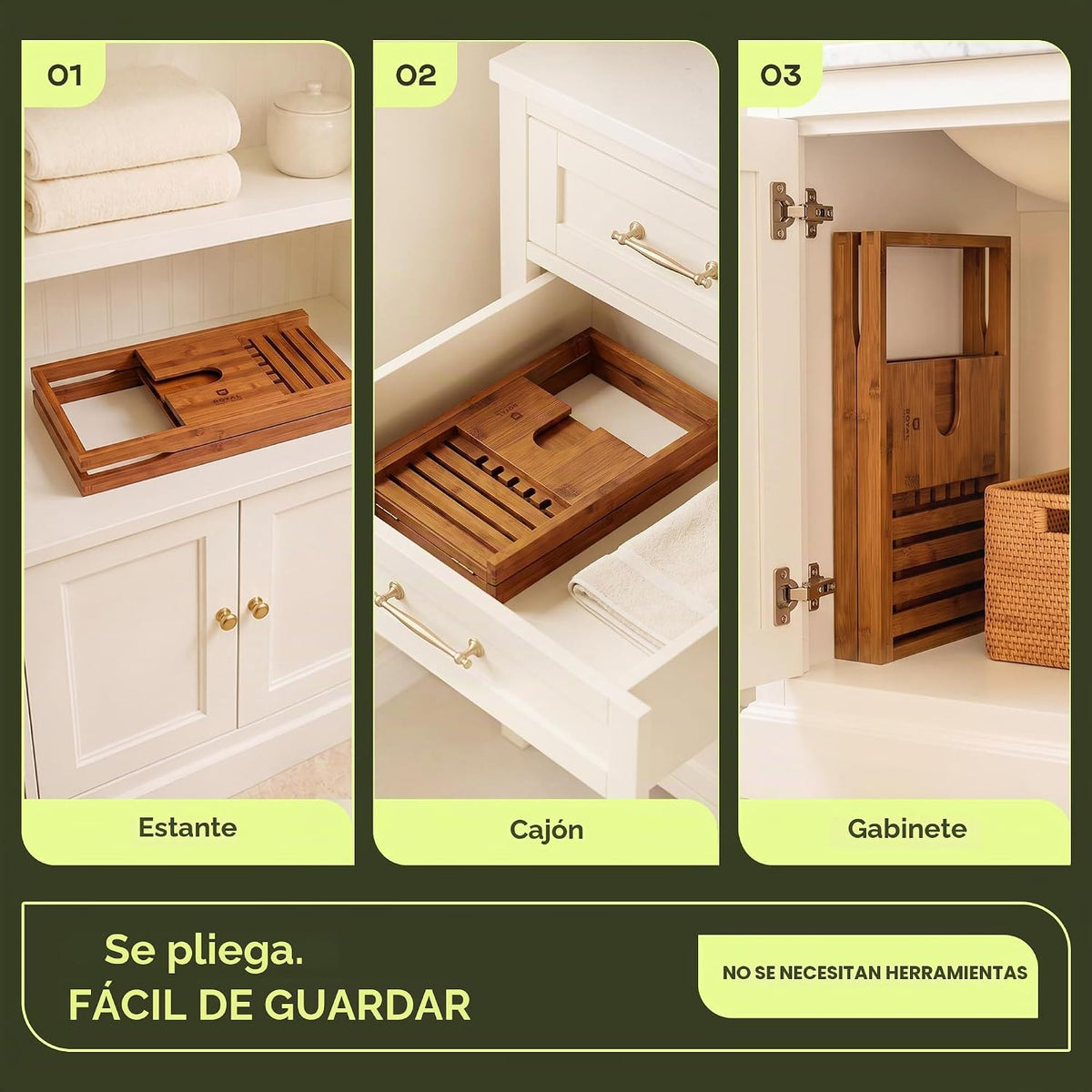 ROYAL CRAFT WOOD Bandeja de bañera plegable de alta calidad, bandej...