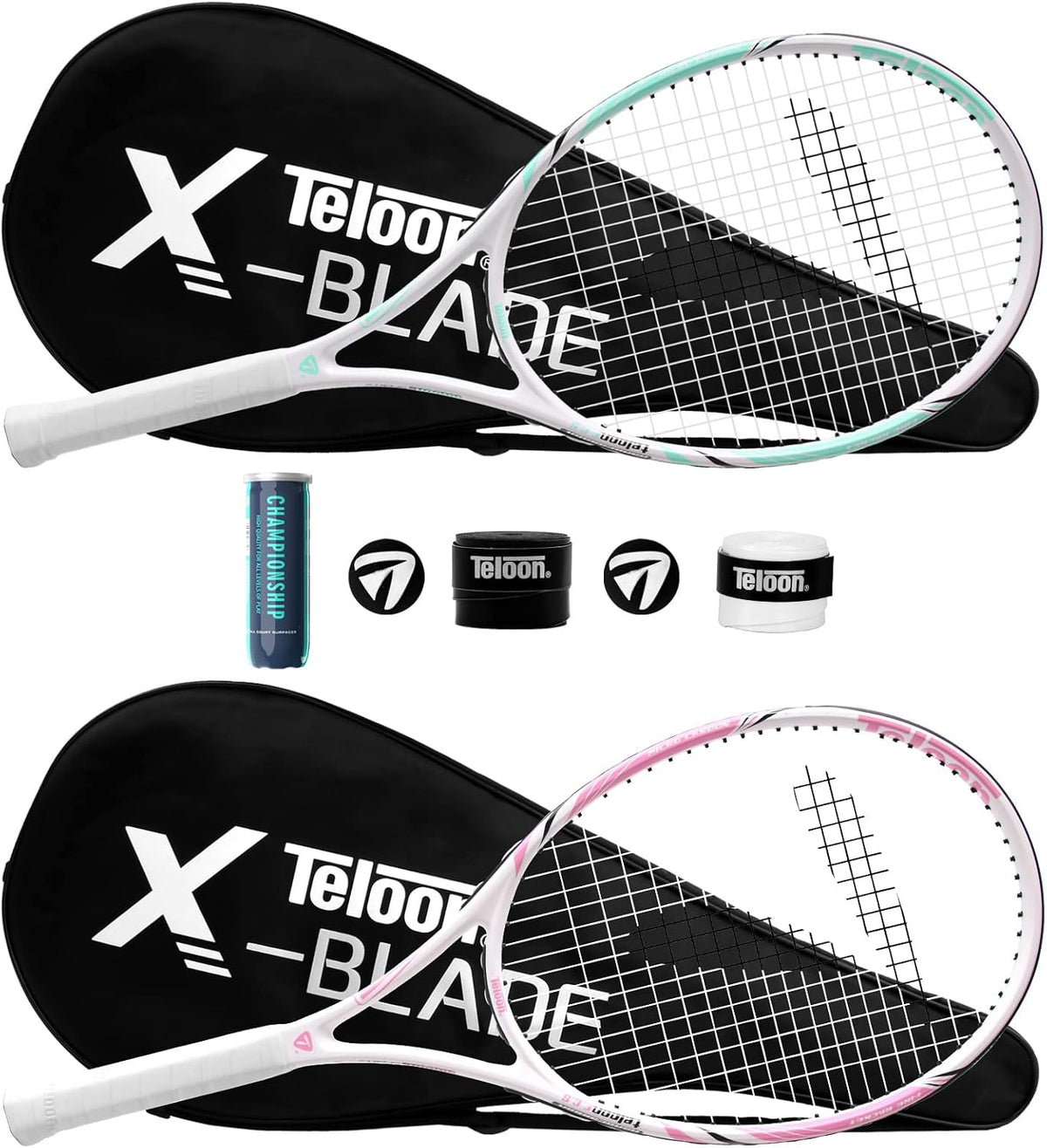 Teloon Raquetas de tenis para adultos, 2 piezas, raqueta de tenis r...