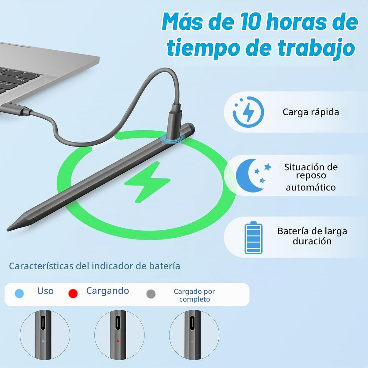 Paquete de 2 lápices capacitivos para iPad Apple: carga rápida para...