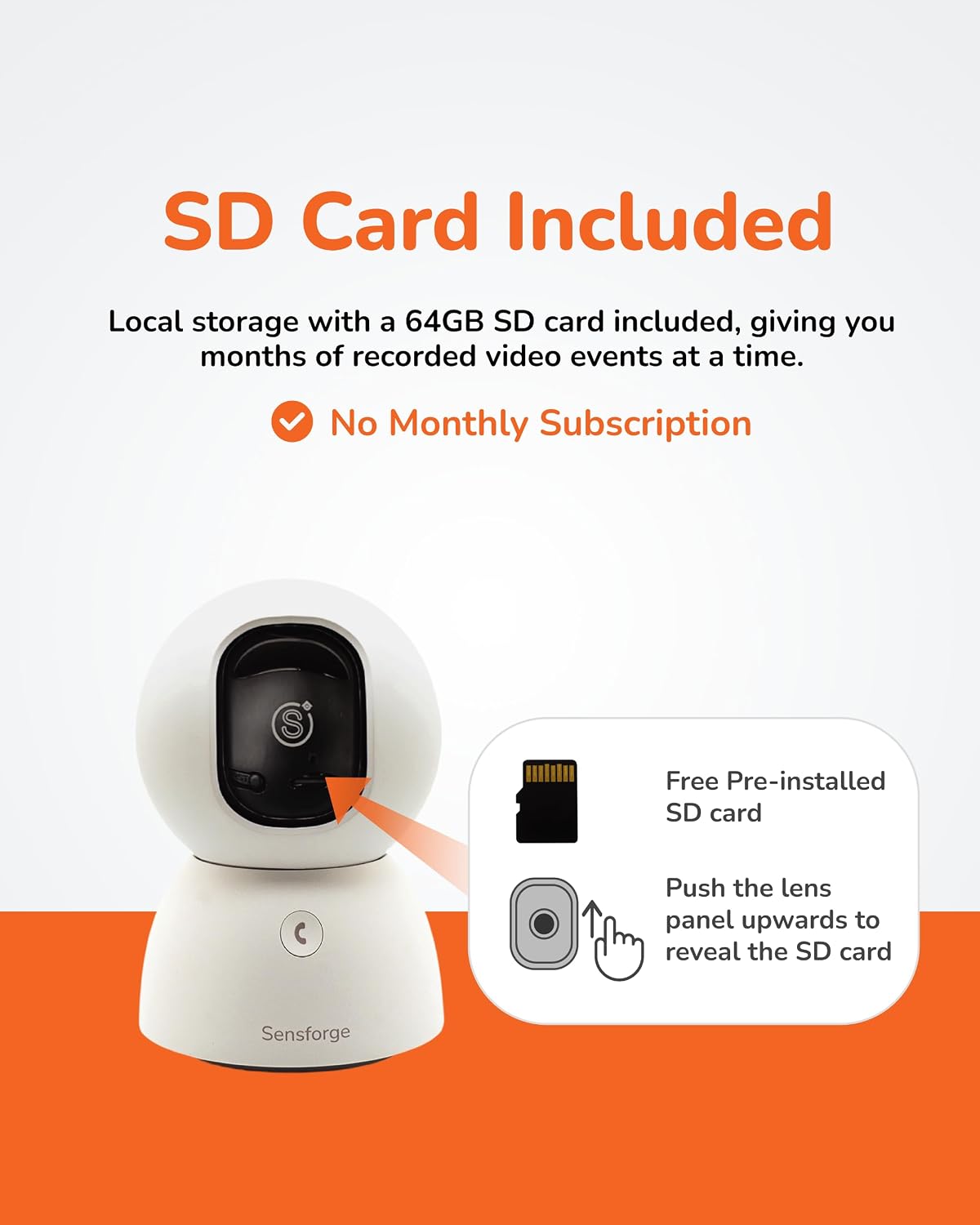 SensForge - Cámara de seguridad panorámica para interiores de 2.5K,...