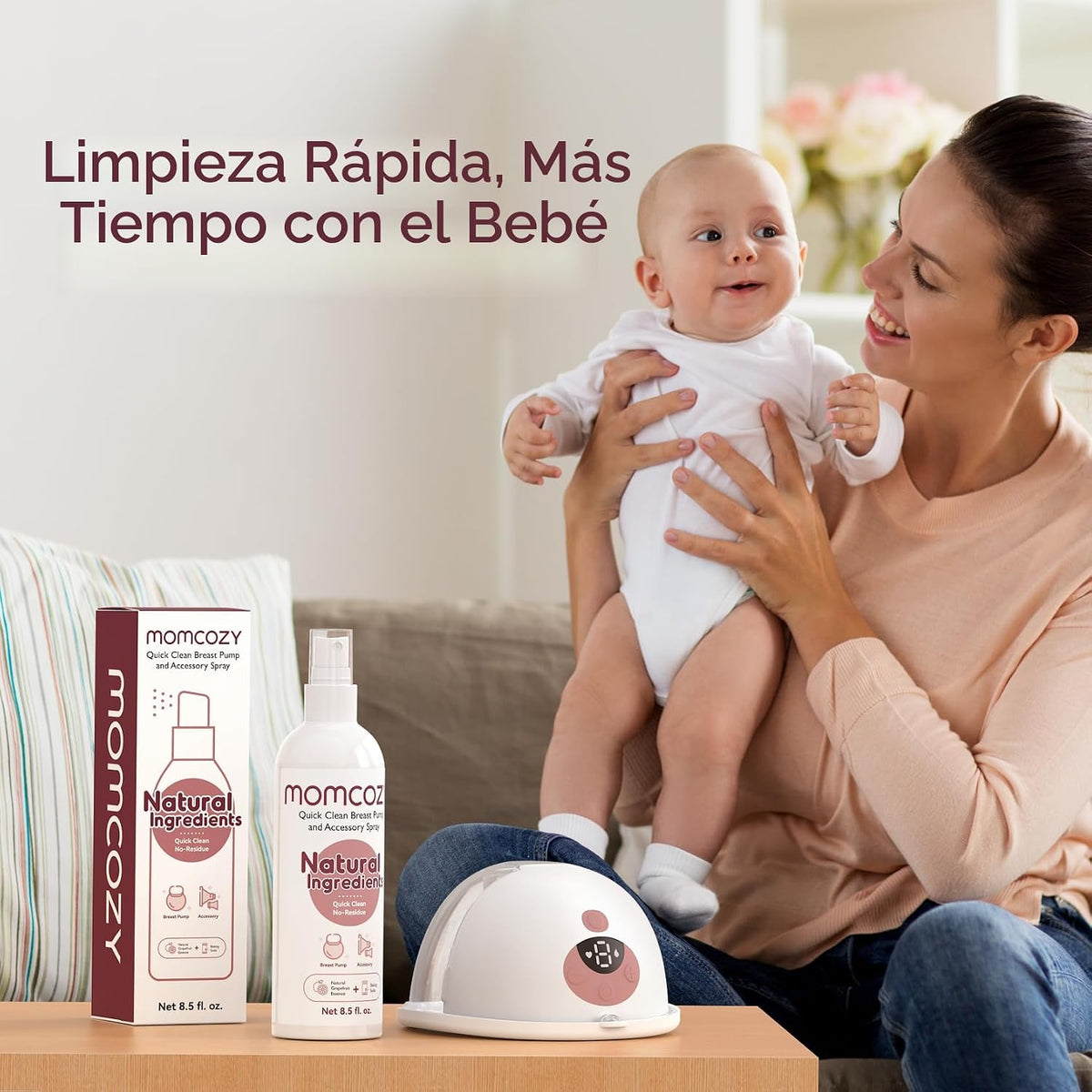 Momcozy Spray de limpieza de extractor de leche eléctrico, eliminac...