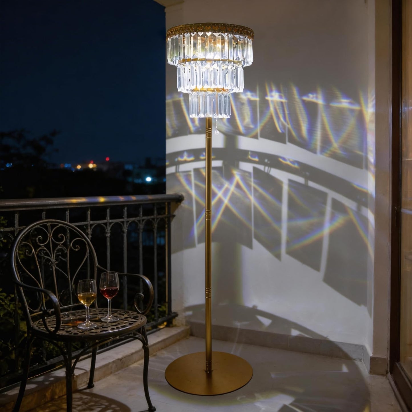 Lámpara de pie solar para exteriores, luz de cristal impermeable, r...