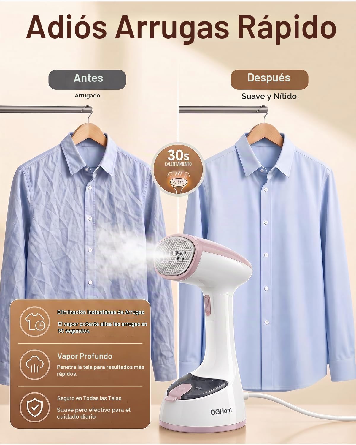 Vaporizador de ropa portátil, vaporizador de ropa de mano de 1000 W...