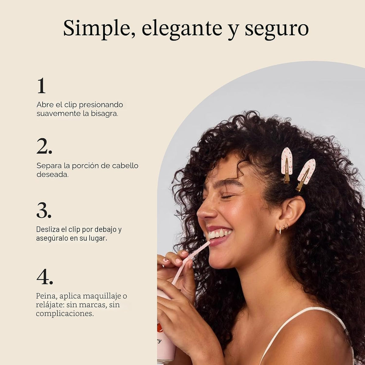 Kitsch Pinzas para el cabello sin arrugas para mujer, estampado de...