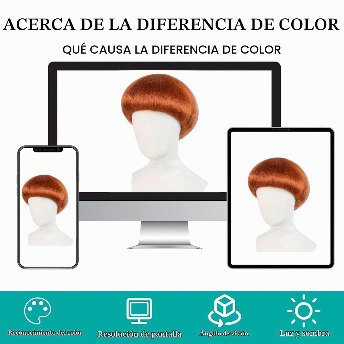 JoneTing Peluca de hongos de jengibre, pelucas de corte de cuenco d...