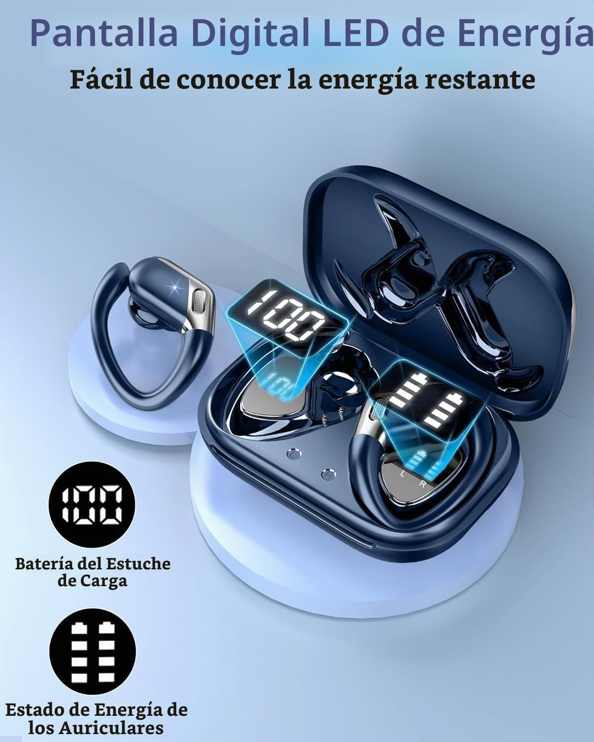 Auriculares inalámbricos, Bluetooth 5.4 deportivos, sonido de grave...