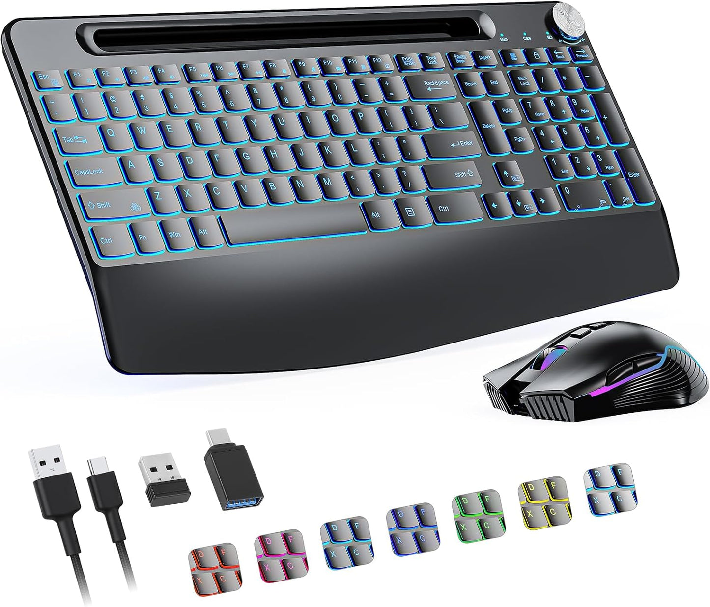 Teclado inalámbrico 2.4G con ratón, combo de teclado inalámbrico re...