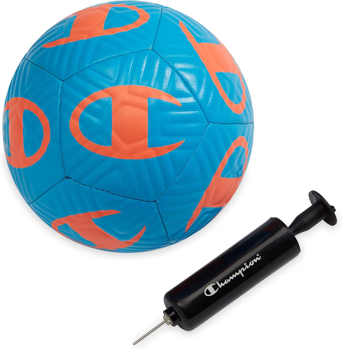 Champion Playmaker Logo Balón de fútbol desinflado con bomba, balón...