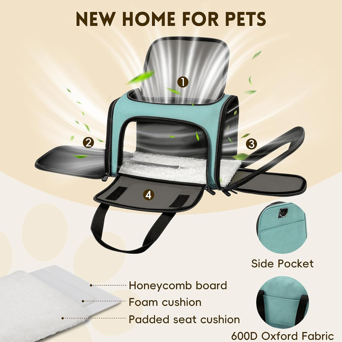 Zedkeys Transportador suave para gatos y perros pequeños y gatos gr...