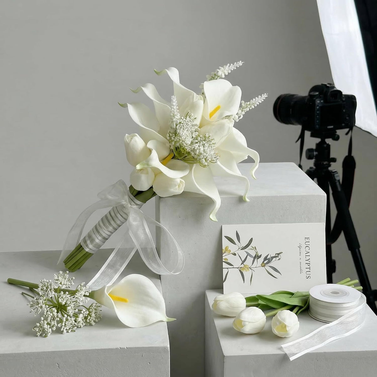 WYcYcW Ramo floral de 10 lirios artificiales con 8 tulipanes artifi...