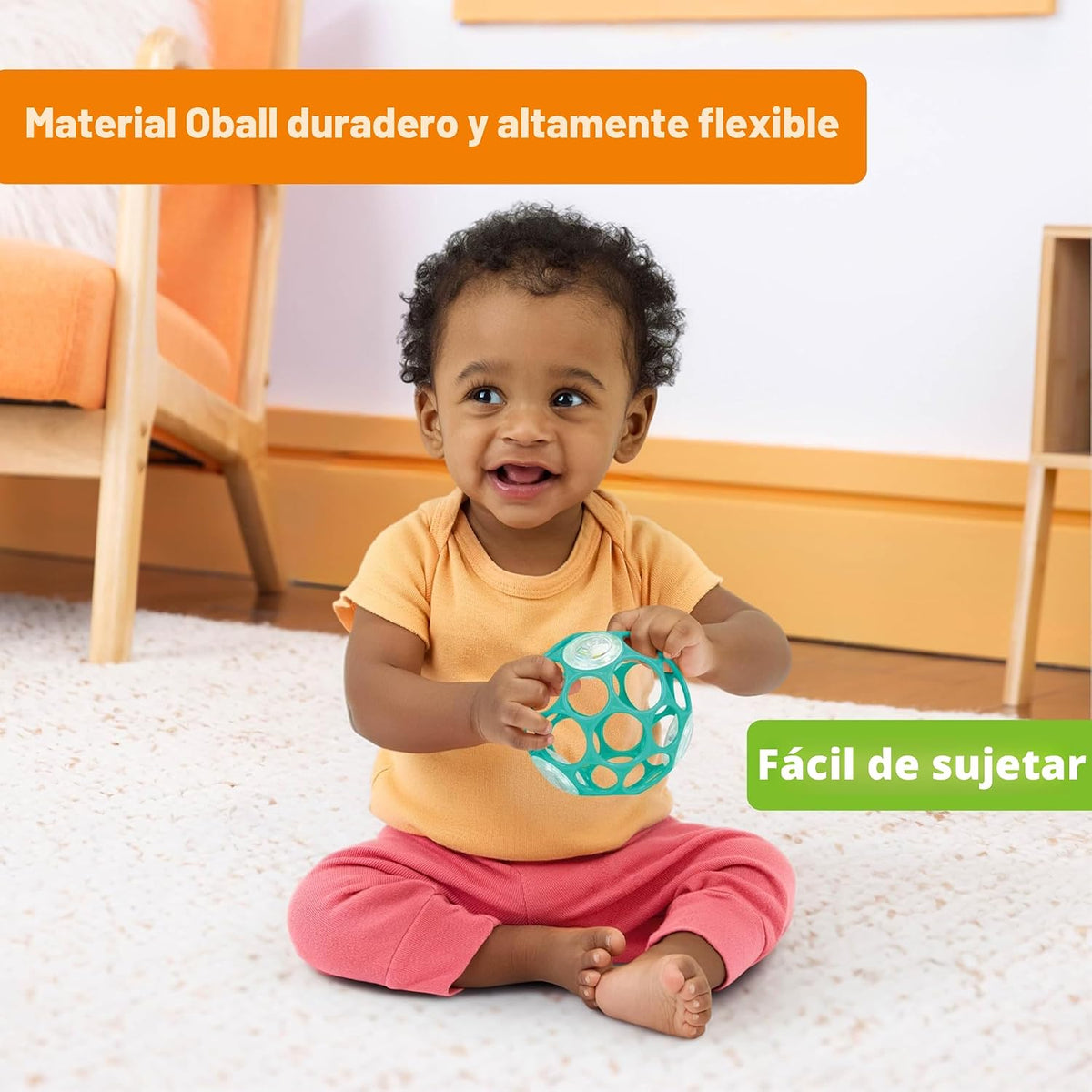 Bright Starts Oball - Sonajero fácil de agarrar sin BPA, juguete in...