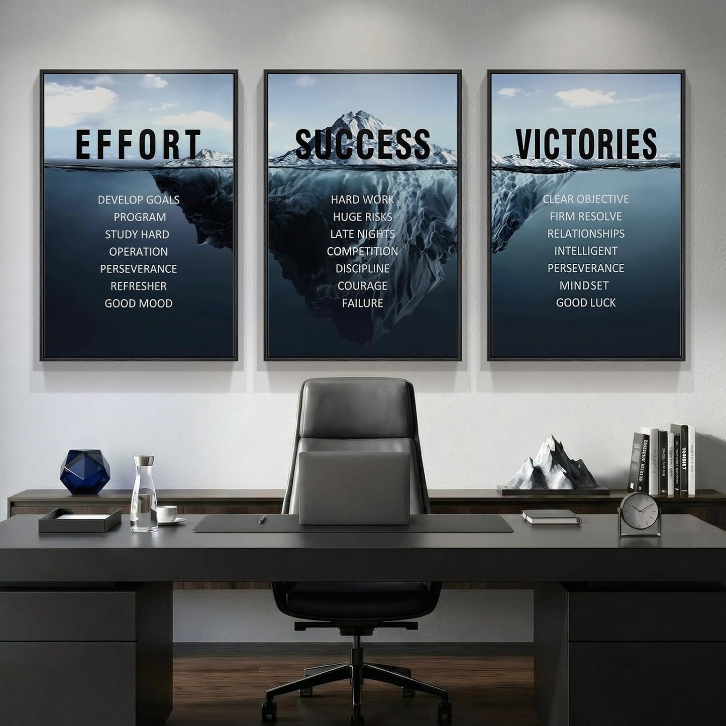 Arte de pared inspirador enmarcado grande para decoración de oficin...