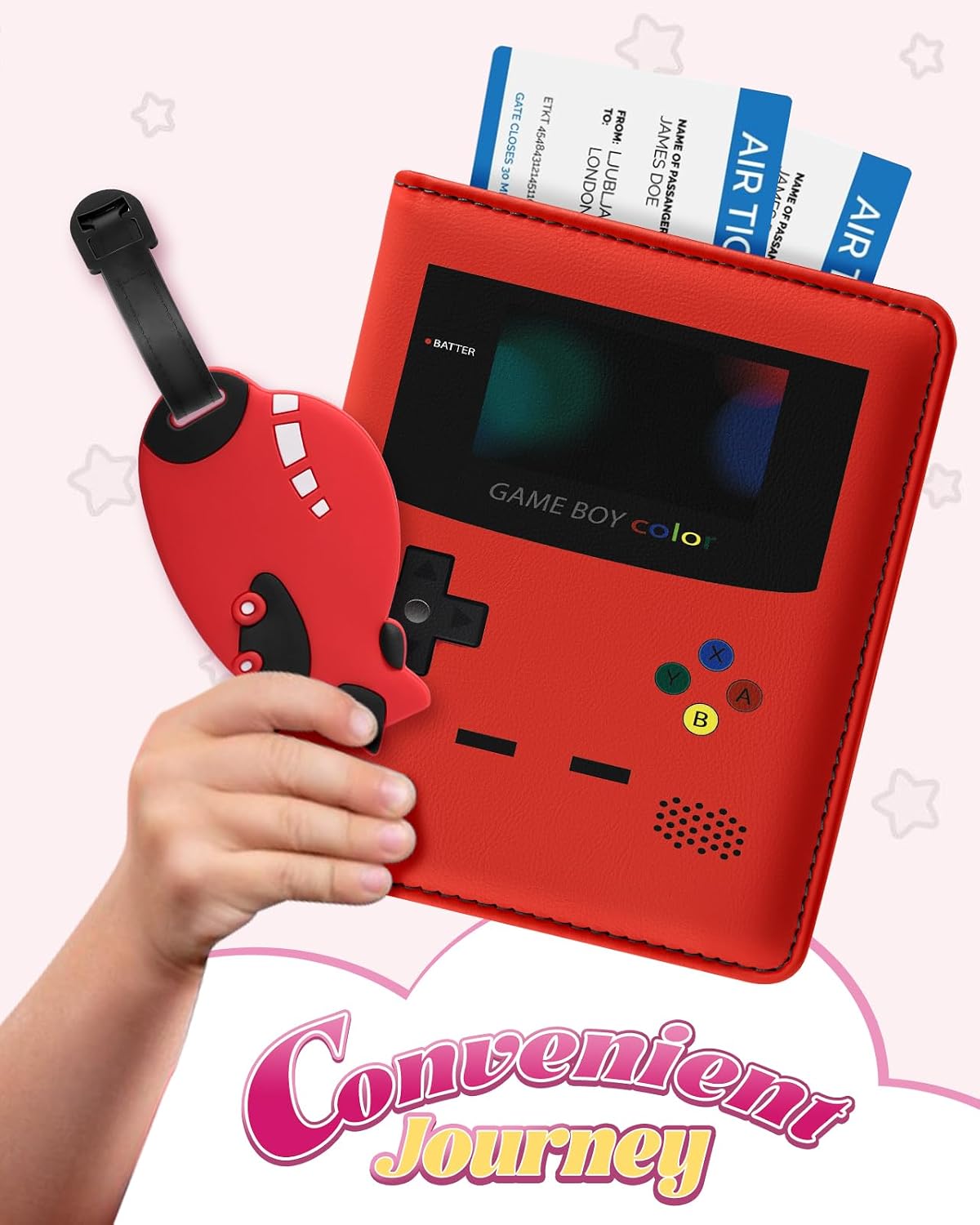 Slohif Juego de Portapasaporte y Etiqueta de Equipaje para Niños -...