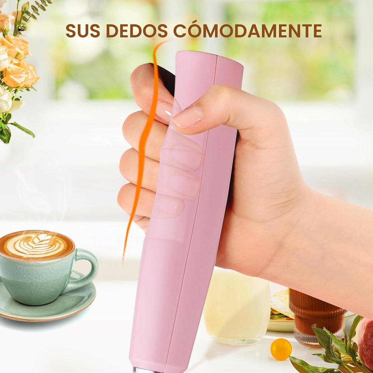 YUSWKO - Varita espumadora de leche portátil para café, batidor elé...