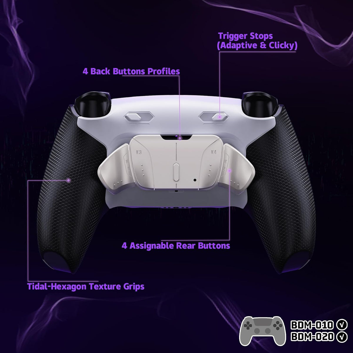 eXtremeRate RISE4 Plus MAX RMB Kit de paletas traseras con topes de...