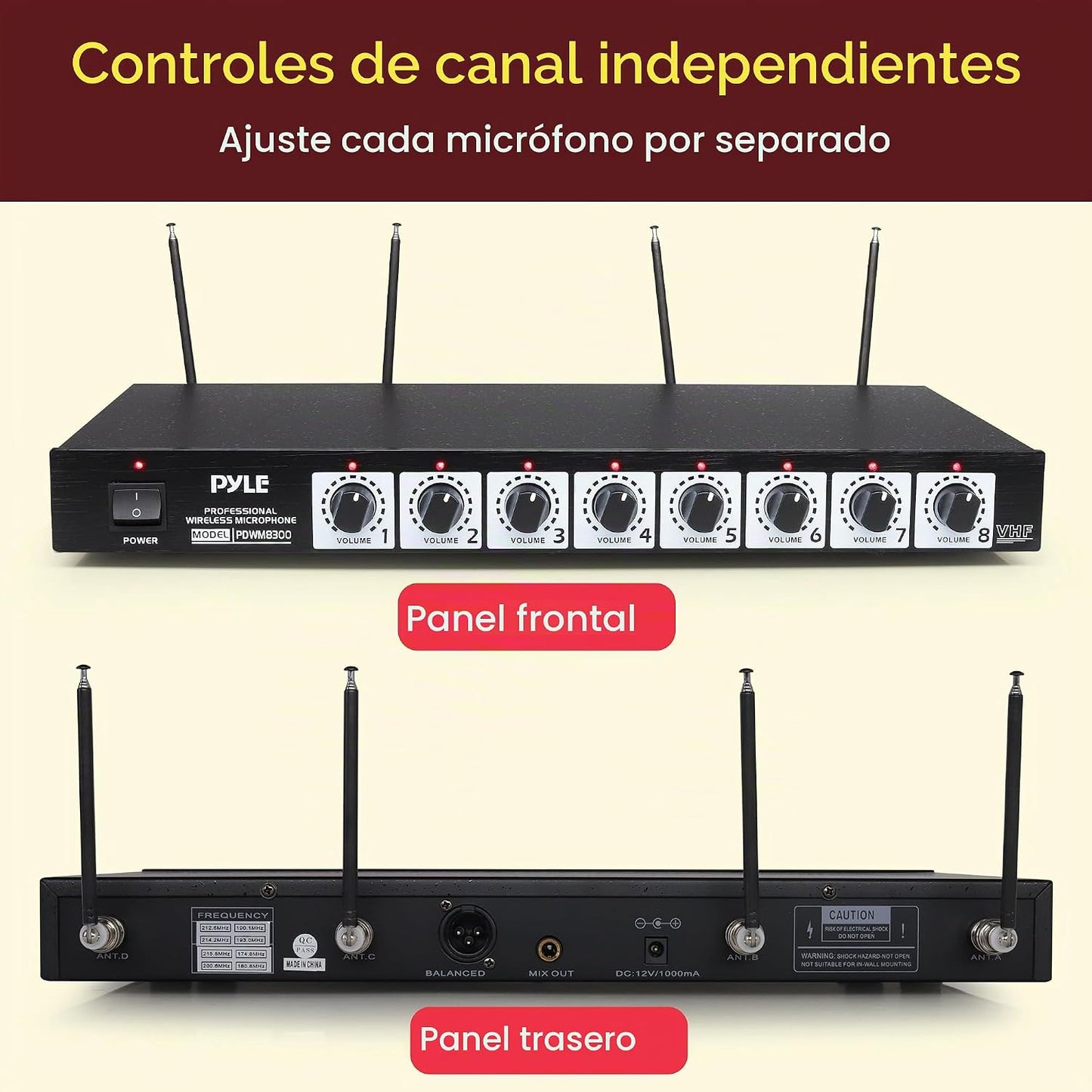 Pyle Sistema de micrófono inalámbrico de 8 canales - Juego de micró...