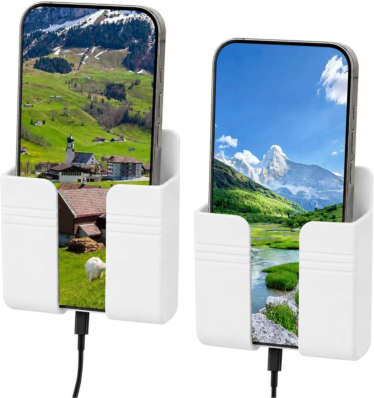 Soporte para teléfono montado en la pared de 2 piezas con adhesivo,...