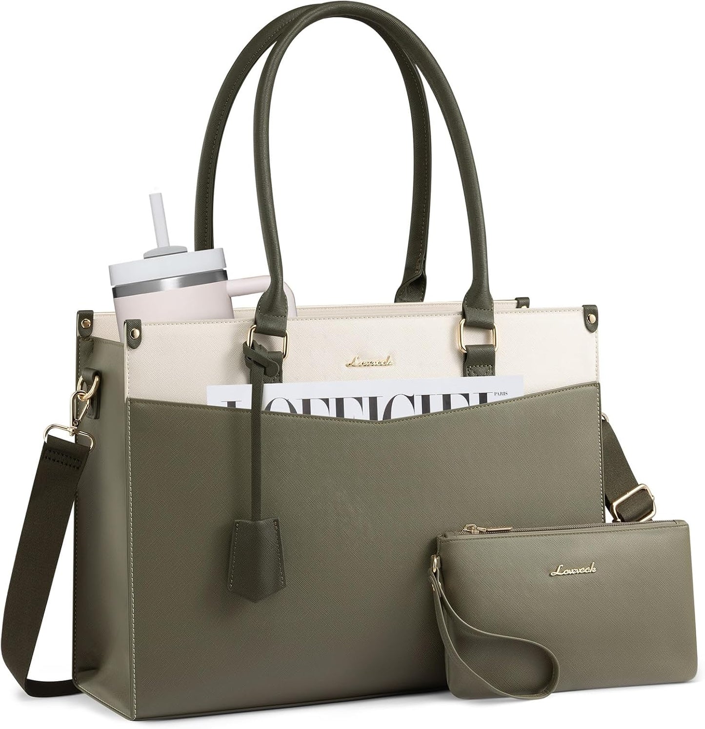 LOVEVOOK Bolsa para laptop para mujer, bolso 2 en 1 con embrague y...