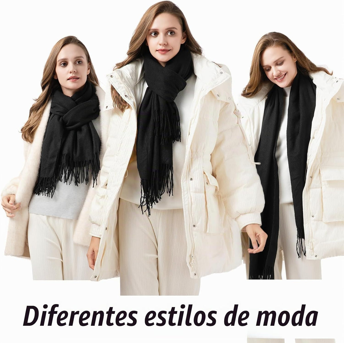 Premillow Bufanda de invierno para mujer, chal de pashmina, bufanda...