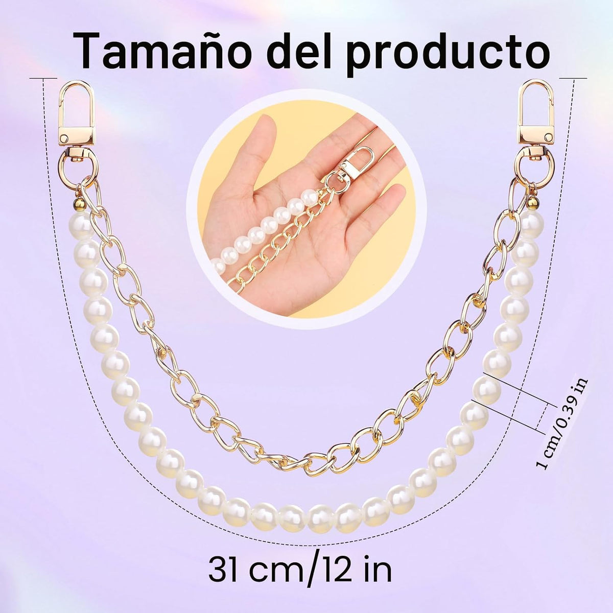 Gegraterwa Cadena para Bolso Cadenas de Perlas para Bolso Dijes par...