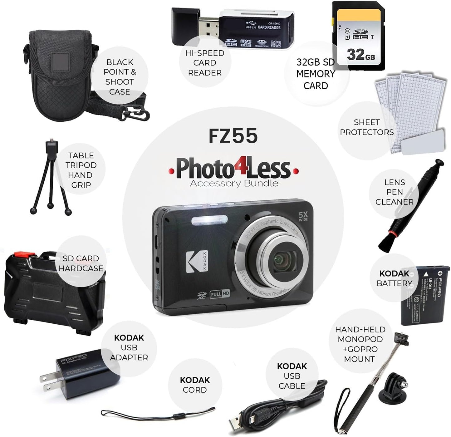 Kodak PIXPRO FZ55 - Cámara digital (negro) + Tarjeta de memoria de...