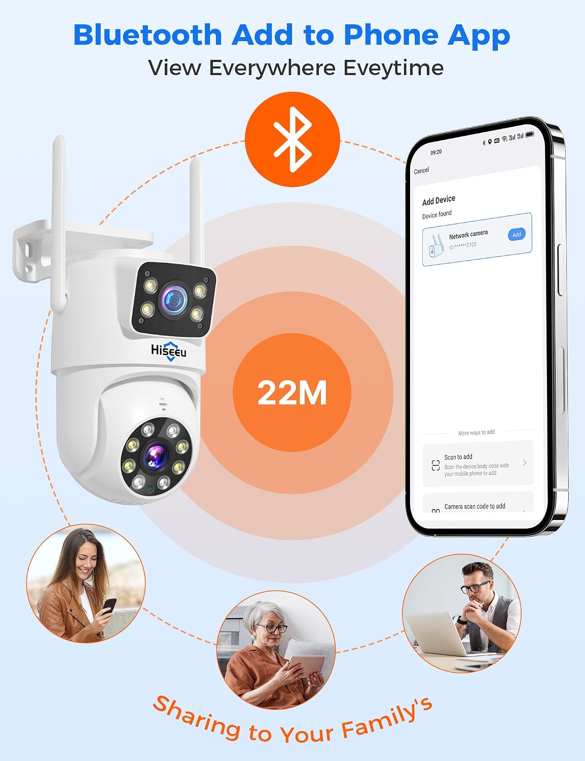 Hiseeu 2Pack Cámara de seguridad inalámbrica, WiFi 5G\/2.4G, Cámara...