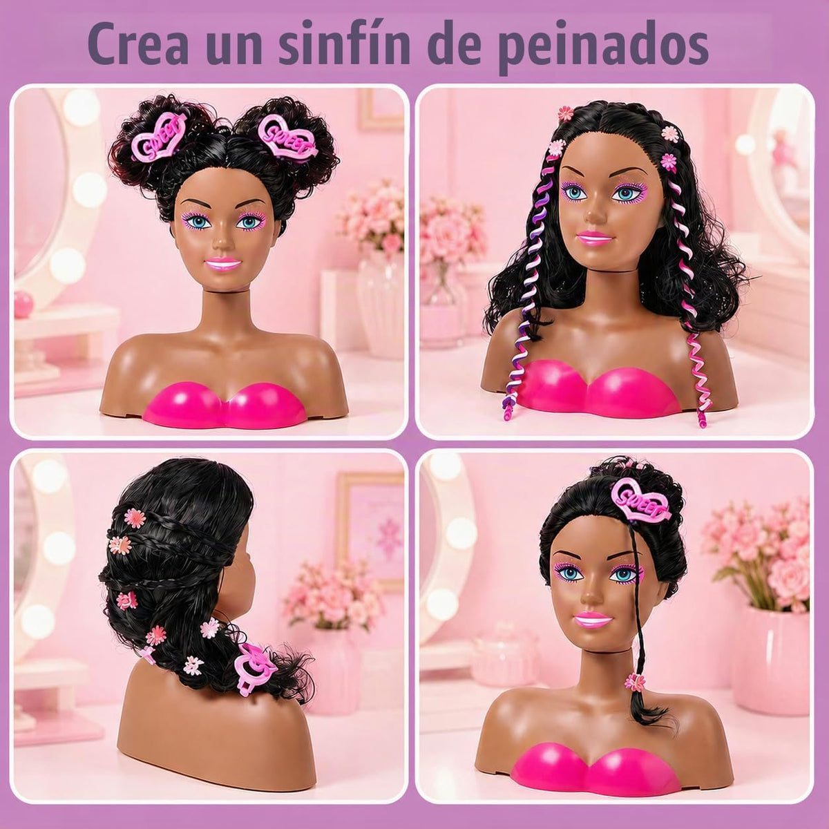 Cleboen Kit de Maquillaje y Peinado para Muñecas para Niñas, 35 Pie...