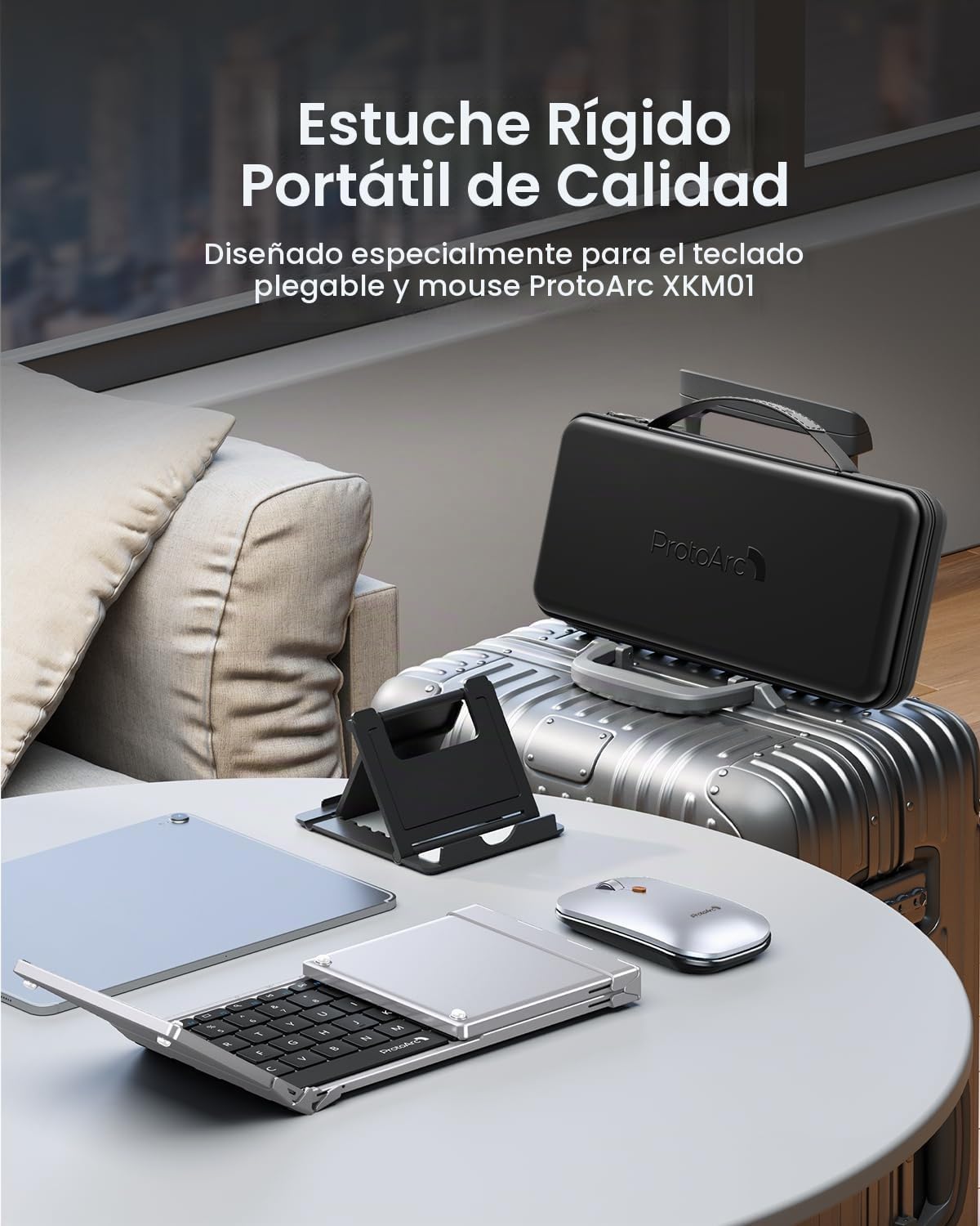 ProtoArc XKM01 - Teclado y mouse plegables, teclado inalámbrico ple...