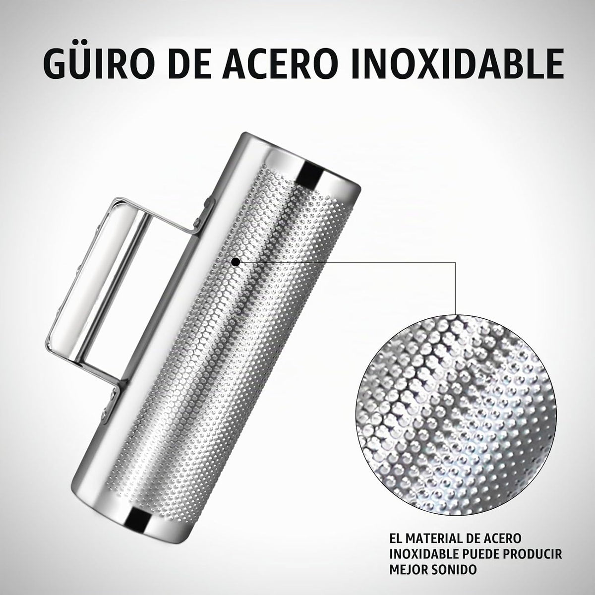 Soulmate Instrumento de Güiro de Acero Inoxidable Güiro de Metal Pr...