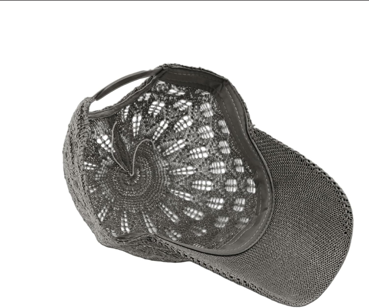 FASHIXD Gorra de béisbol de malla tejida para mujer, gorra de camio...