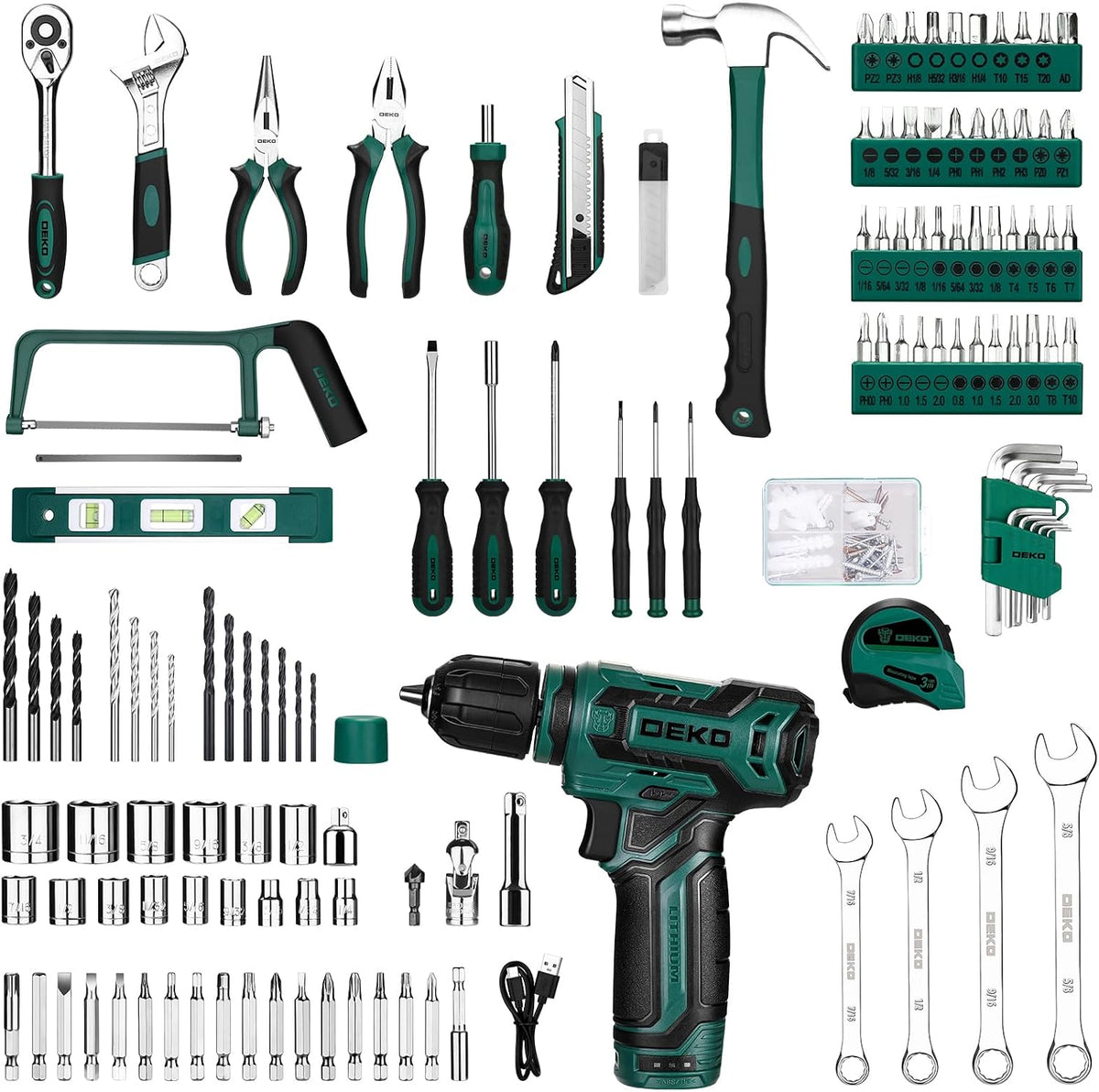 Juego de herramientas: Kit de herramientas con taladro inalámbrico...