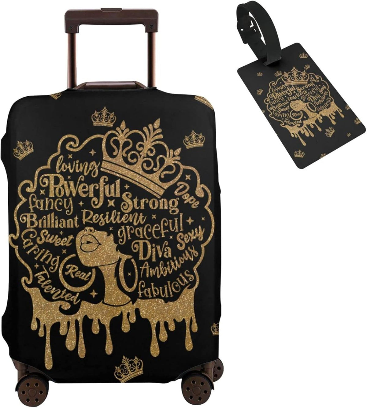 Hepmant Protector de maleta de viaje para mujer afroamericana, elás...