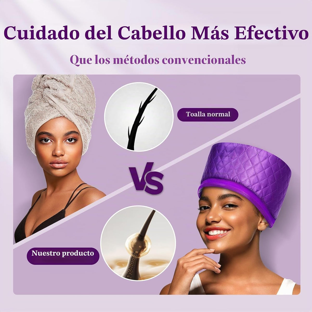 Gorro térmico de vapor para tratamiento natural del cabello: gorro...