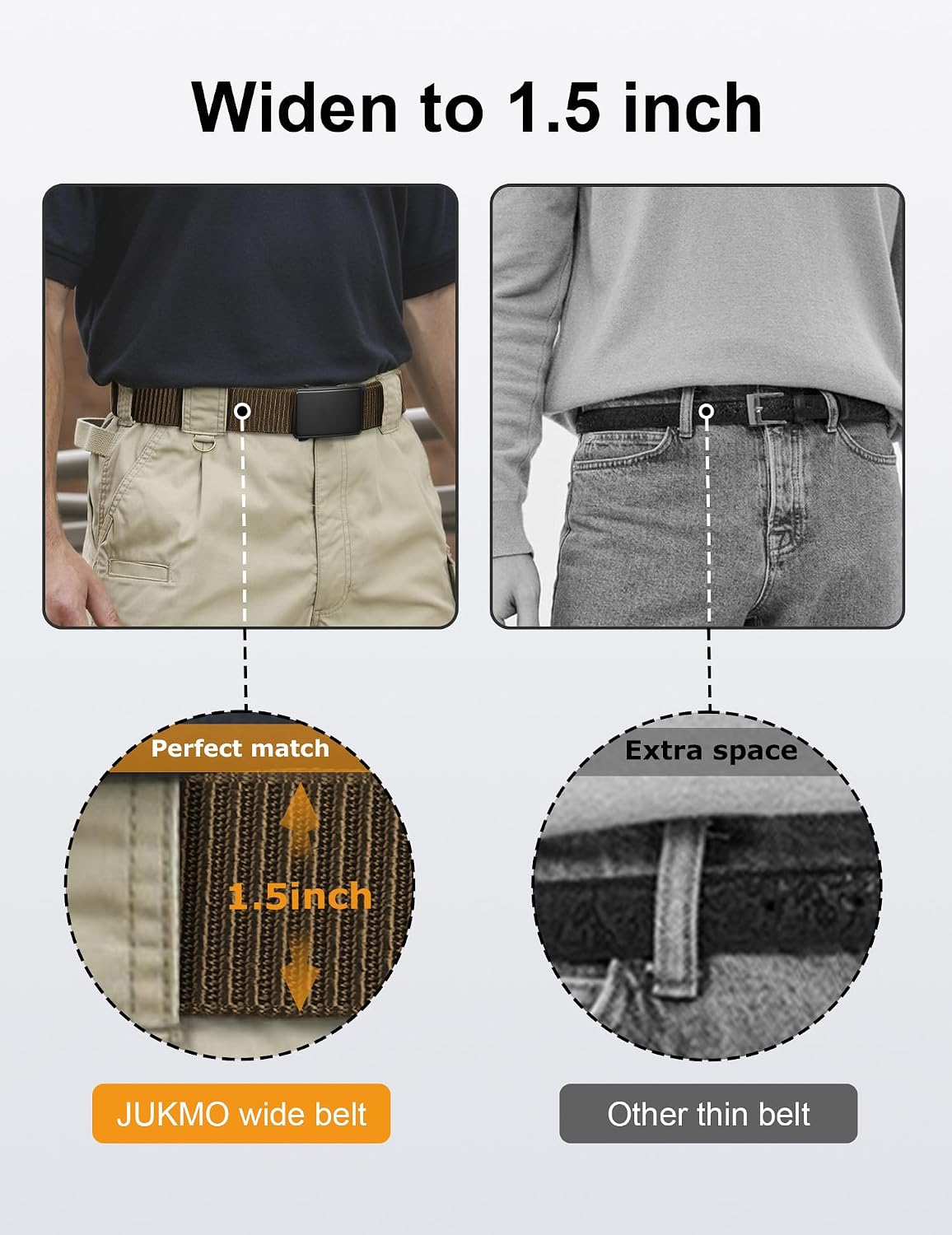 JUKMO - Cinto de nailon con trinquete de 1.5" para hombre, cint...