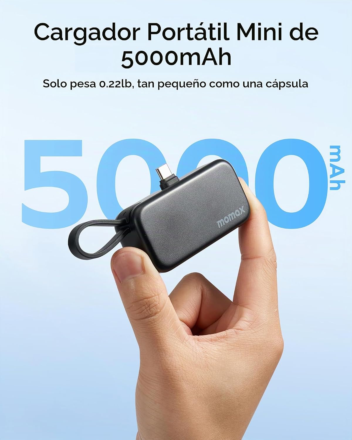 MOMAX Cargador portátil, 5000 mAh pequeño banco de energía PD 20 W...