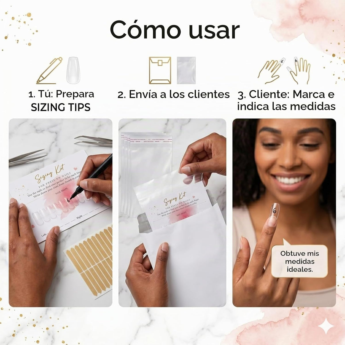 Kit de tamaño de uñas a presión para negocios de uñas, 5 x 7 pulgad...