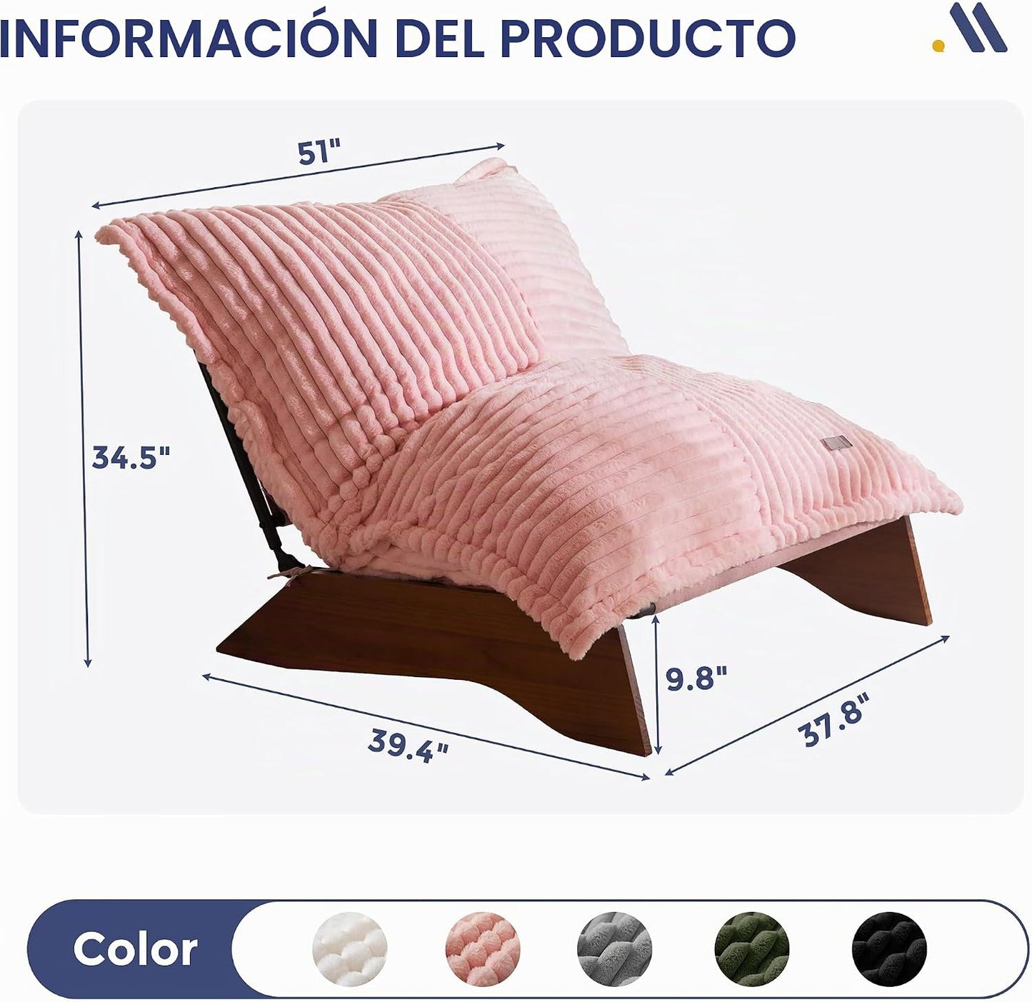 MAXYOYO Silla ajustable para sala de estar, puf de 3 posiciones con...
