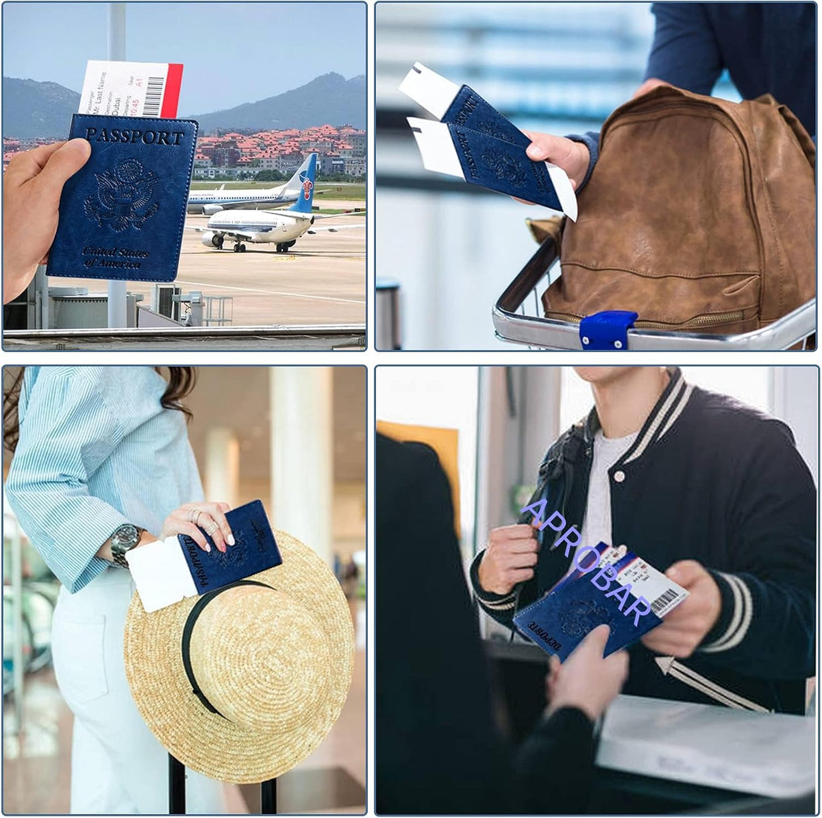 Funda para pasaporte con bloqueo RFID de piel, cartera con ranura p...