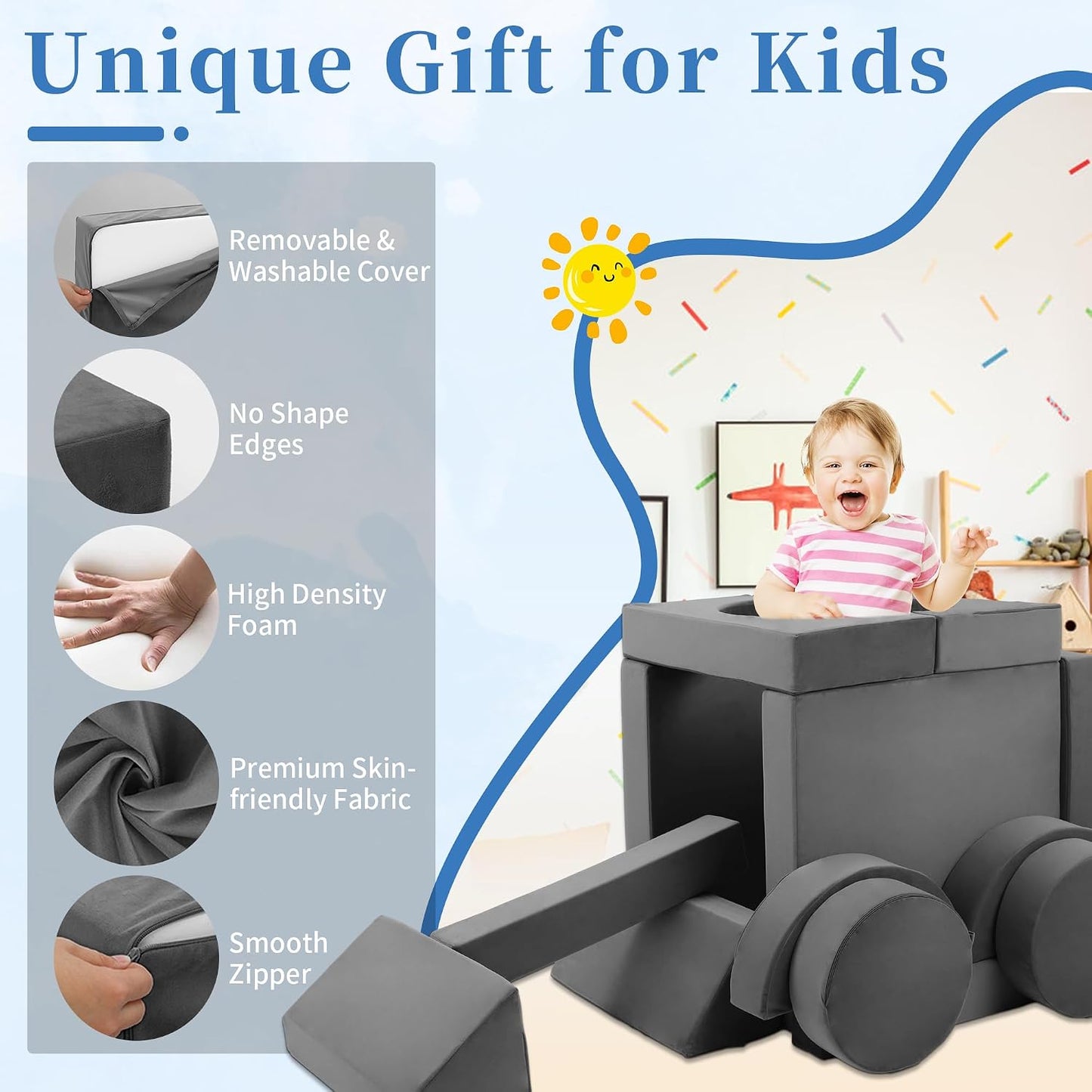 Edbuosy Sofá para Niños Pequeños Sofá Infantil Modular - 18 piezas...