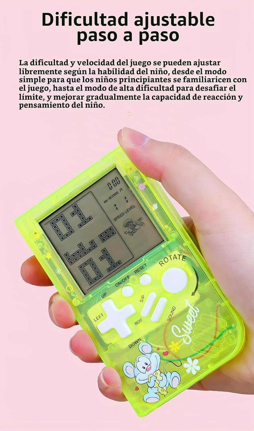 LZYCH Consola de juegos de ladrillo para niños, cuerpo transparente...