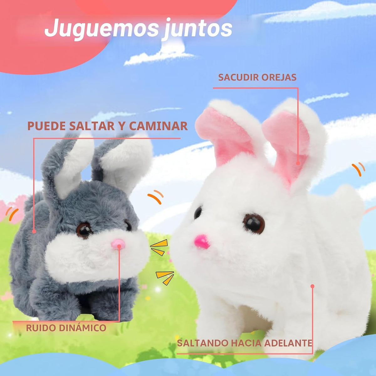 Hopearl - Conejo gordo saltarín, juguete interactivo electrónico de...