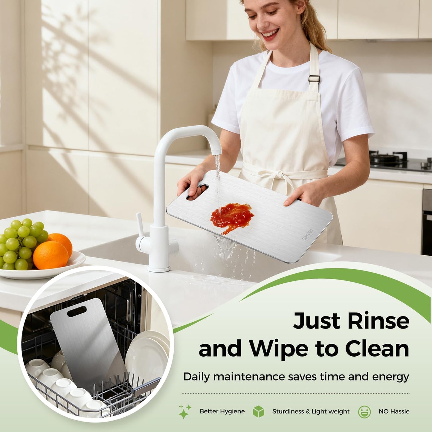 3 tablas de cortar de titanio para cocina, tabla de cortar de titan...